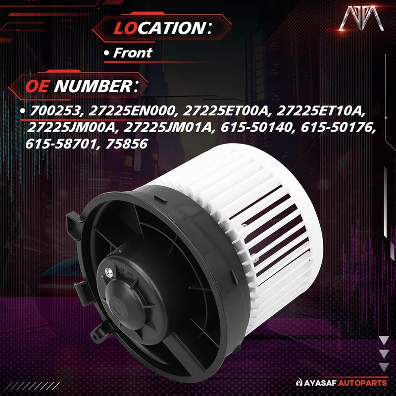 MAYASAF 700253 HVAC Blower Motor Assembly fit for Nissan[ONLY] 08-13 Rogue, 14-15 Rogue Select, 07-12 Sentra - Image 2